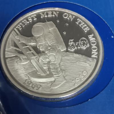 .999 SILVER "FIRST MEN ON THE MOON" $50 DOLLAR COIN AND FIRST DAY ISSUE