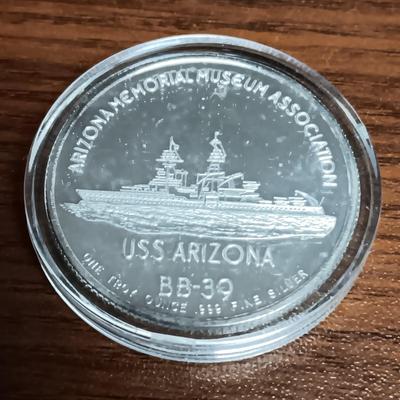 HEROES OF PEARL HARBOR $50 DOLLAR SILVER PROOF & .999 SILVER USS ARIZONA COIN