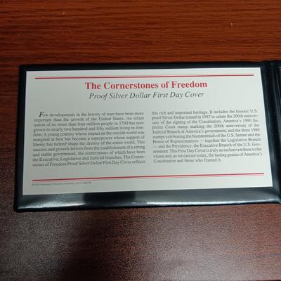 CORNERSTONES OF FREEDOM PROOF SILVER DOLLAR FIRST DAY COVER