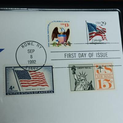 PLEDGE OF ALLEGIANCE MORGAN SILVER DOLLAR FIRST DAY COVER & THE LIBERTY HALF DOLLAR FIRST DAY OF ISSUE