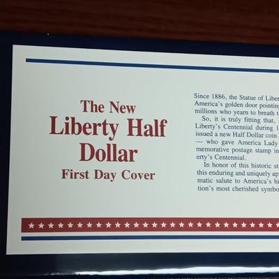 PLEDGE OF ALLEGIANCE MORGAN SILVER DOLLAR FIRST DAY COVER & THE LIBERTY HALF DOLLAR FIRST DAY OF ISSUE