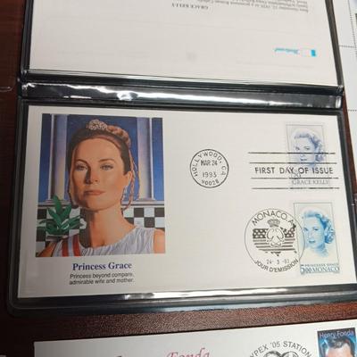 FAMOUS ACTORS POSTAGE STAMPS AND FIRST DAY OF ISSUE