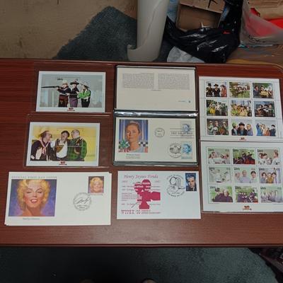 FAMOUS ACTORS POSTAGE STAMPS AND FIRST DAY OF ISSUE