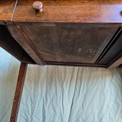 Antique early era Oak Desk / Hallway Table with center drawer