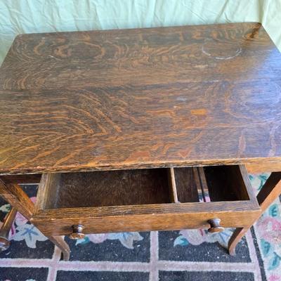 Antique early era Oak Desk / Hallway Table with center drawer