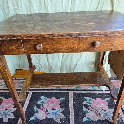 Antique early era Oak Desk / Hallway Table with center drawer