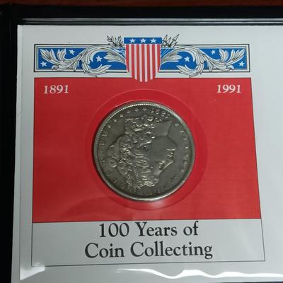 CENTENNIAL OF COIN COLLECTING FIRST DAY COVER AND 1891 MORGAN SILVER DOLLAR