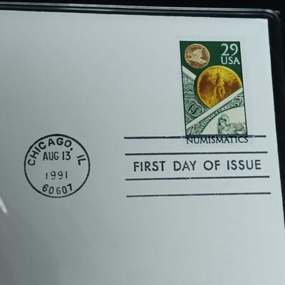 CENTENNIAL OF COIN COLLECTING FIRST DAY COVER AND 1891 MORGAN SILVER DOLLAR