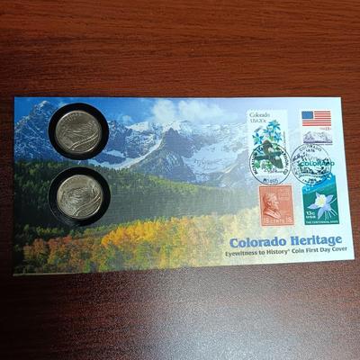 COLORADO HERITAGE QUARTERS 1 STRUCK AT PA MINT AND 1 AT DENVER MINT PLUS CENTENNIAL STATE 1921 MORGAN SILVER DOLLAR