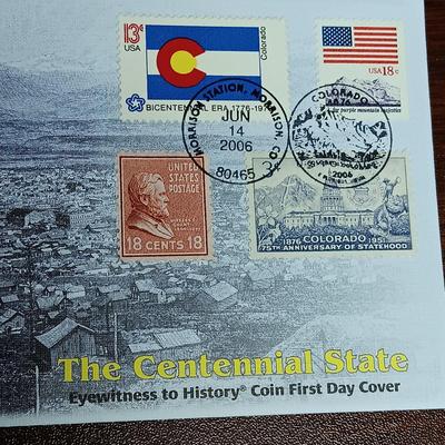 COLORADO HERITAGE QUARTERS 1 STRUCK AT PA MINT AND 1 AT DENVER MINT PLUS CENTENNIAL STATE 1921 MORGAN SILVER DOLLAR