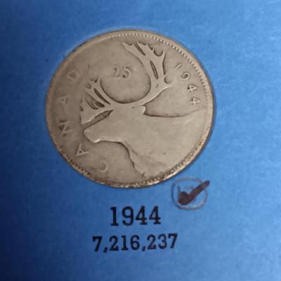 PARTIAL BOOK OF CANADIAN SILVER QUARTERS