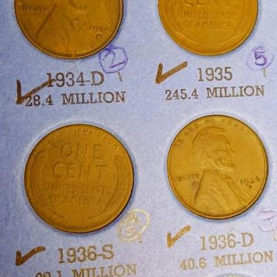 PARTIAL BOOK OF 1909-1940 WHEAT PENNIES