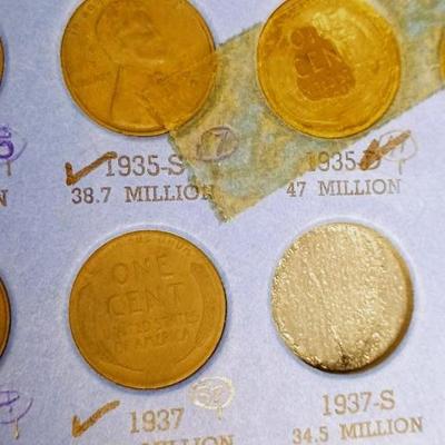 PARTIAL BOOK OF 1909-1940 WHEAT PENNIES