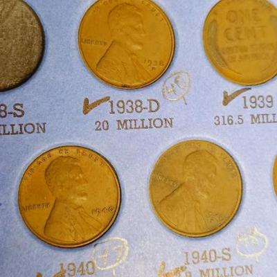 PARTIAL BOOK OF 1909-1940 WHEAT PENNIES
