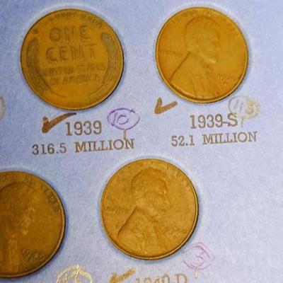 PARTIAL BOOK OF 1909-1940 WHEAT PENNIES