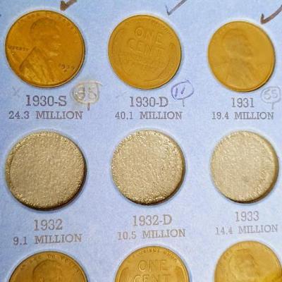PARTIAL BOOK OF 1909-1940 WHEAT PENNIES
