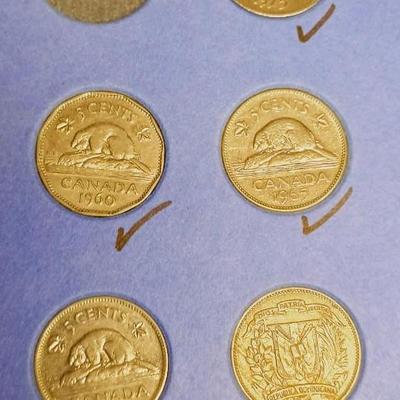 PARTIAL BOOKS OF SILVER DIMES AND US/CANADA NICKELS