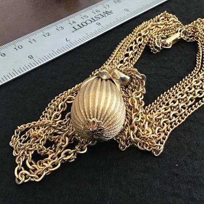 Vintage Multi Strand Gold Tone Acorn/Ornate Necklace
