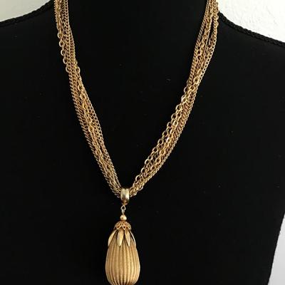 Vintage Multi Strand Gold Tone Acorn/Ornate Necklace