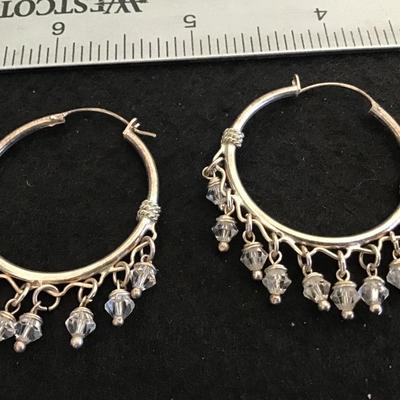 Glass Crystal Silver Hoop