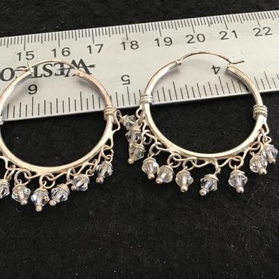 Glass Crystal Silver Hoop