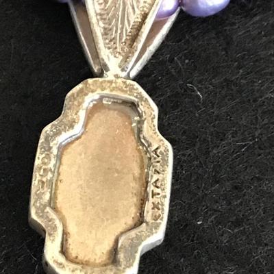 925 Vintage Marked Amethyst Pearl Necklace