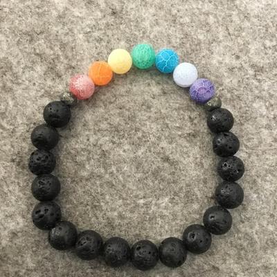 Multicolored and volcanic rock stretch bracelet