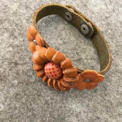 Boho Leather flower snap bracelet