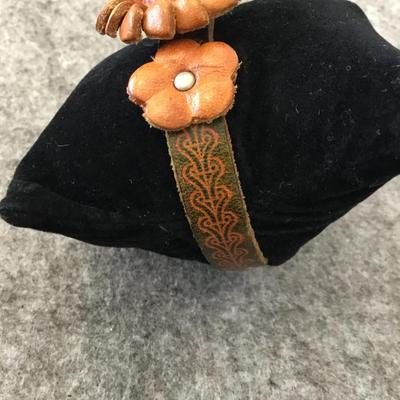 Boho Leather flower snap bracelet