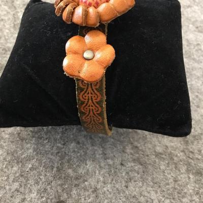 Boho Leather flower snap bracelet