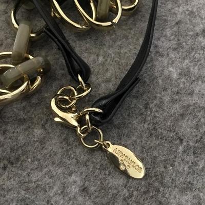 Cute Ann Taylor, full leather, gold tone, chain-link rhinestone fashion necklace