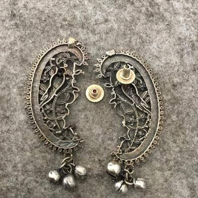 Vintage Silver-tone lovebird statement earrings