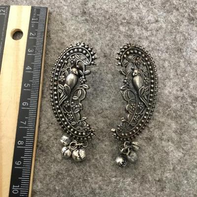 Vintage Silver-tone lovebird statement earrings
