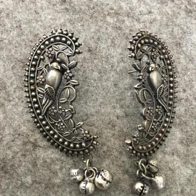 Vintage Silver-tone lovebird statement earrings