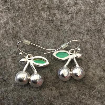 Silver town cherry dangle earrings