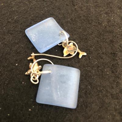 Satin Glass Dolphin Earrings