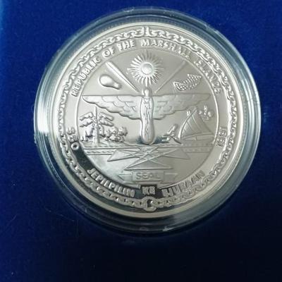 P-40 WARHAWK $50 SILVER PROOF COIN, WWII FIRST DAY OF ISSUE & HER0ES OF DESERT STORM