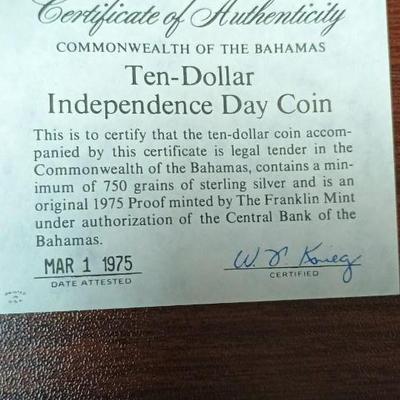 TEN-DOLLAR INDEPENDENCE COIN 750 GRAINS OF STERLING SILVER