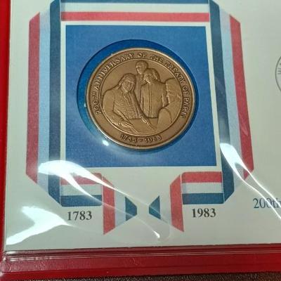 .900 SILVER COIN FRENCH D-DAY & 200th ANNIVERSARY OF THE TREATY OF PARIS MEDAL