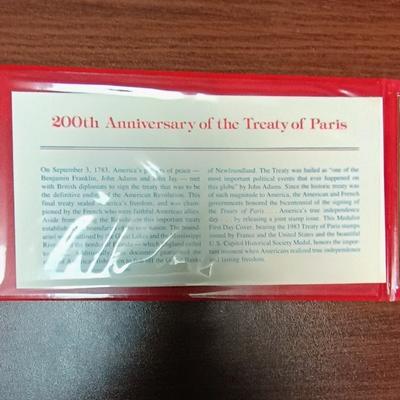 .900 SILVER COIN FRENCH D-DAY & 200th ANNIVERSARY OF THE TREATY OF PARIS MEDAL