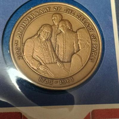 .900 SILVER COIN FRENCH D-DAY & 200th ANNIVERSARY OF THE TREATY OF PARIS MEDAL