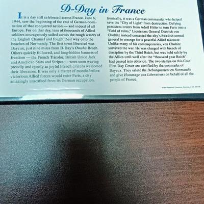 .900 SILVER COIN FRENCH D-DAY & 200th ANNIVERSARY OF THE TREATY OF PARIS MEDAL