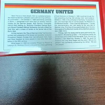 "THE OPENING OF THE BERLIN WALL" .999 SILVER MEDAL AND US HALF DOLLAR AND GERMAN COIN