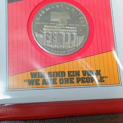 "THE OPENING OF THE BERLIN WALL" .999 SILVER MEDAL AND US HALF DOLLAR AND GERMAN COIN