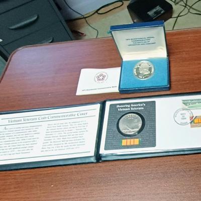 .900 SILVER DOLLAR HONORING VIETNAM VETERANS & BATTLES OF LEXINGTON AND CONCORD