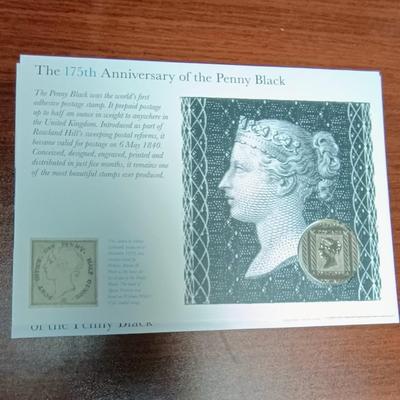 50 FRANC .900 PROOF SILVER COIN, PENNY BLACK AND CHURCHILL MEDALS