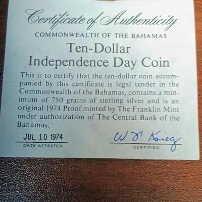 $10 INDEPENDENCE COIN W/750 GRAINS OF .925, QUEEN ELIZABETH THE CROWN MEDAL