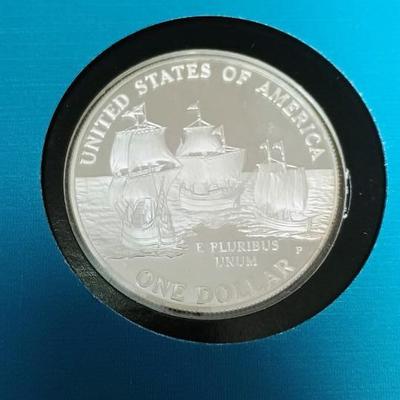 SILVER $1 JAMESTOWN 400th ANNIVERSARY & HEROES OF D-DAY $5 COIN