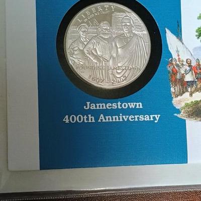 SILVER $1 JAMESTOWN 400th ANNIVERSARY & HEROES OF D-DAY $5 COIN
