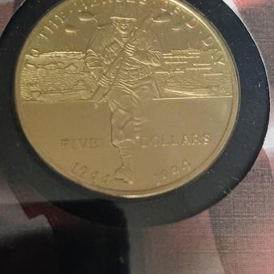 SILVER $1 JAMESTOWN 400th ANNIVERSARY & HEROES OF D-DAY $5 COIN